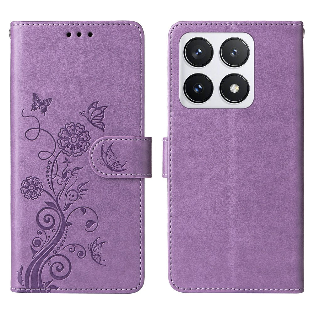 For Xiaomi 14T Pro Leather Case Butterfly Floral Imprint Wallet Stand Cover