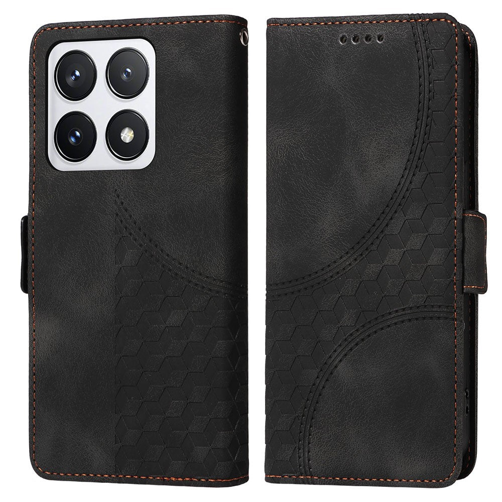 For Xiaomi 14T Pro Case PU Leather Phone Cover Rhombus Starry Imprinted