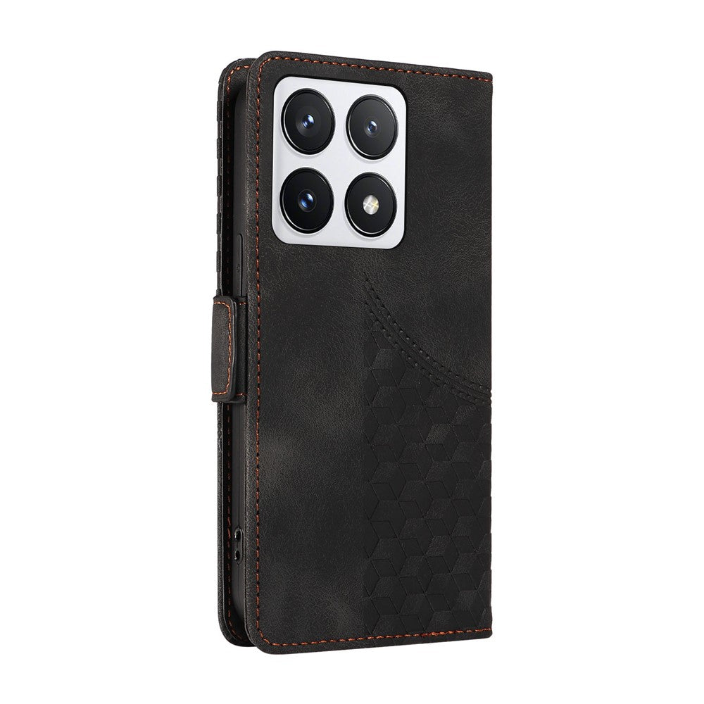 For Xiaomi 14T Pro Case PU Leather Phone Cover Rhombus Starry Imprinted