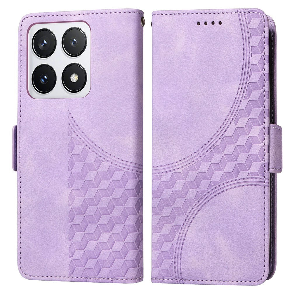 For Xiaomi 14T Pro Case PU Leather Phone Cover Rhombus Starry Imprinted