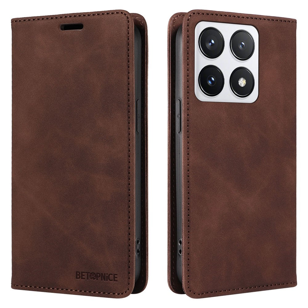 BETOPNICE 003 För Xiaomi 14T Pro Plånboksfodral Lädermobilfodral med Stativ
