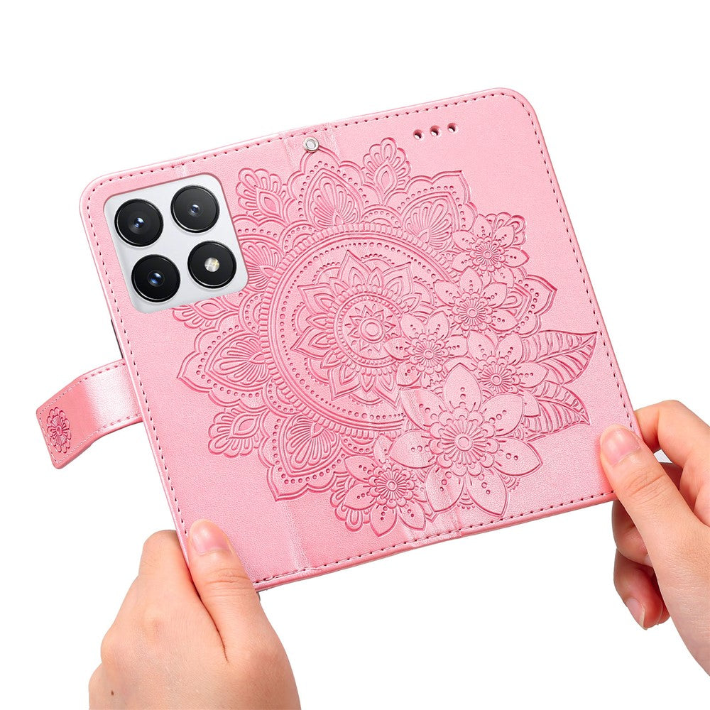 Xiaomi 14T Pro-skal med blommönster i PU-läder, plånboksfodral med stativ