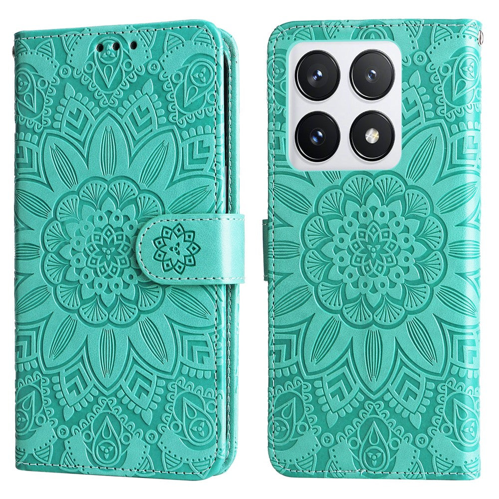 For Xiaomi 14T Pro Case Sunflower Imprint Leather Wallet Phone Cover