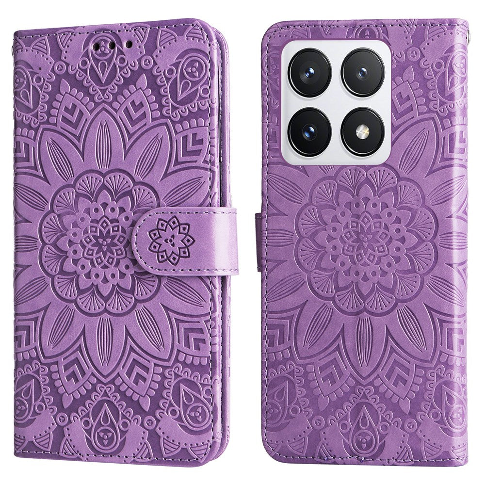 For Xiaomi 14T Pro Case Sunflower Imprint Leather Wallet Phone Cover