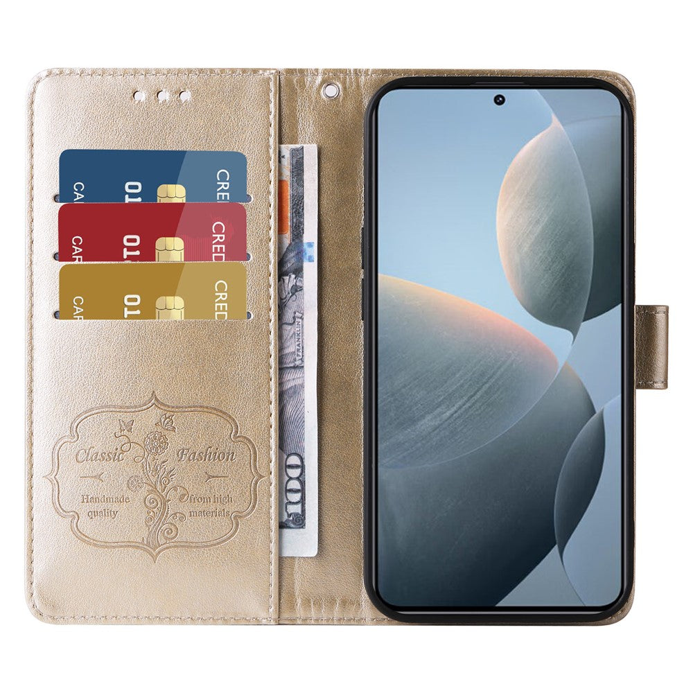 For Xiaomi 14T Leather Case Butterfly Floral Imprint Wallet Stand Cover