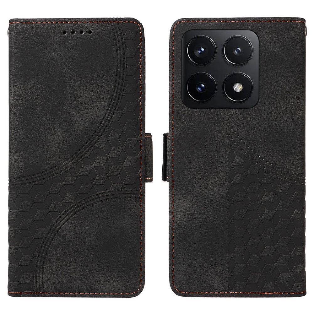 For Xiaomi 14T Case PU Leather Phone Cover Rhombus Starry Imprinted