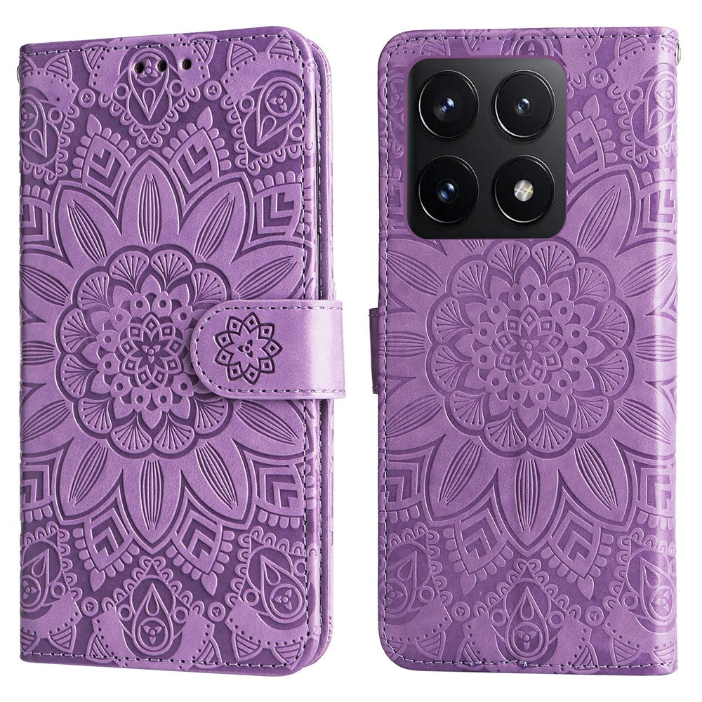 For Xiaomi 14T Case Sunflower Imprint Leather Wallet Phone Cover