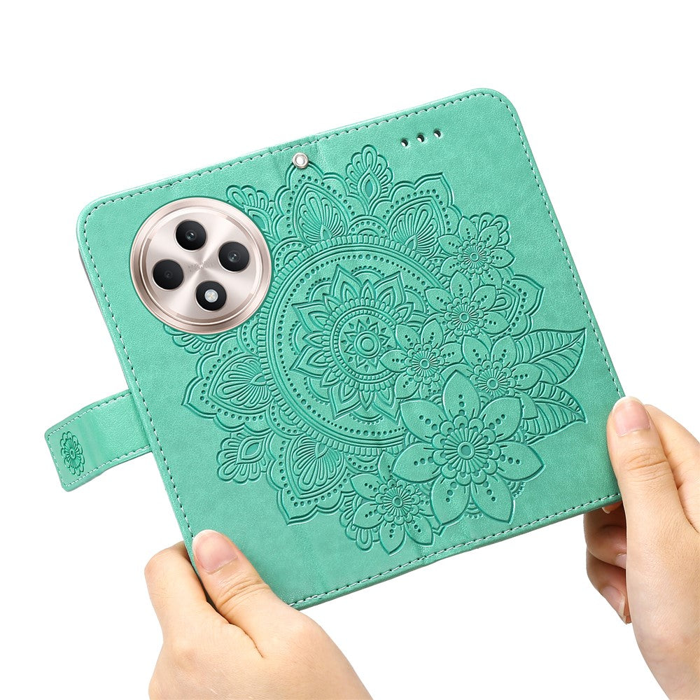 For Oppo Reno12 F 4G Case Floral Pattern PU Leather Wallet Stand Phone Cover