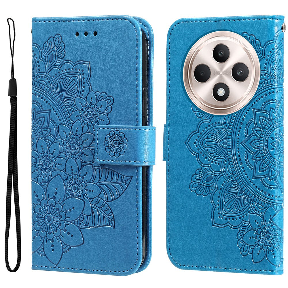 For Oppo Reno12 F 4G Case Floral Pattern PU Leather Wallet Stand Phone Cover
