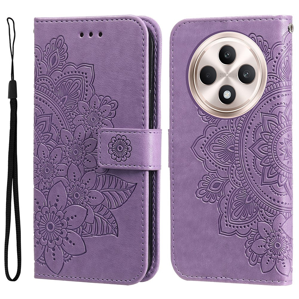 For Oppo Reno12 F 4G Case Floral Pattern PU Leather Wallet Stand Phone Cover