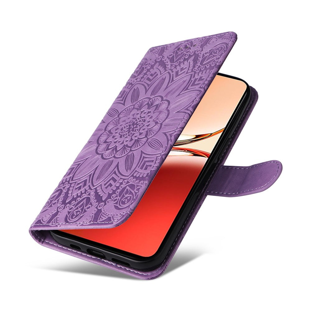 For Oppo Reno12 F 4G Case Sunflower Imprint Leather Wallet Phone Cover