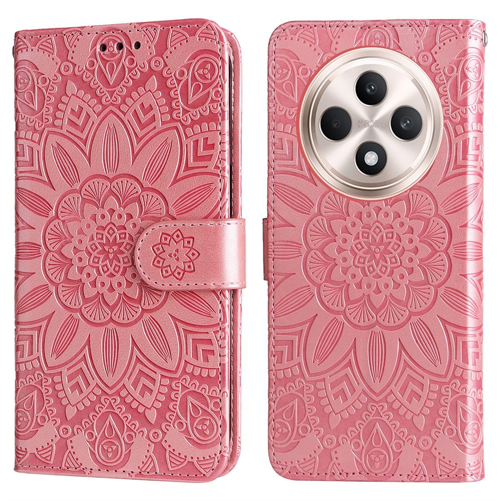 For Oppo Reno12 F 4G Case Sunflower Imprint Leather Wallet Phone Cover