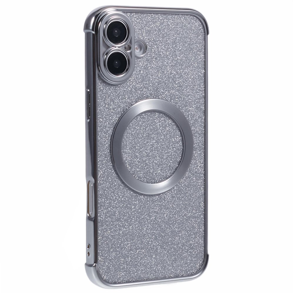 Til iPhone 16 Plus Cover Elektroplettering Glitrende TPU Gennemsigtigt Telefoncover Kompatibel med MagSafe