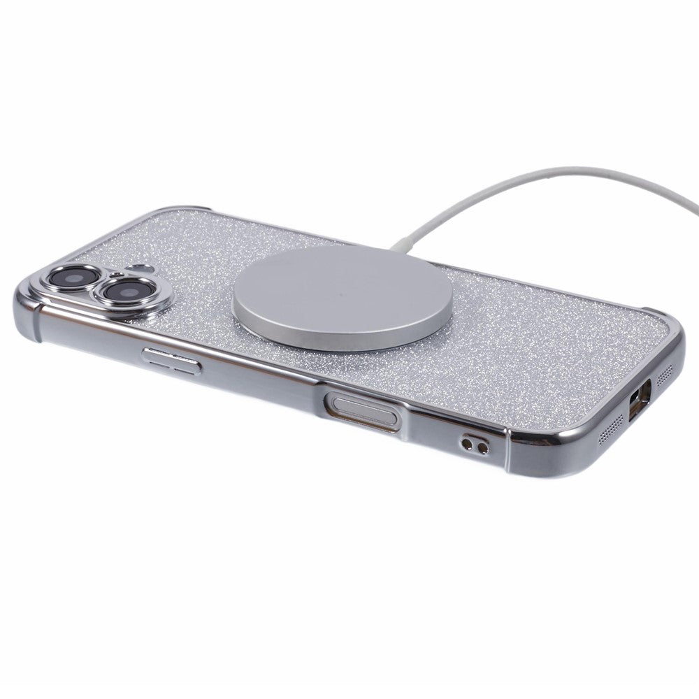 For iPhone 16 Plus Case Electroplating Glitter TPU Clear Phone Cover Compatible with MagSafe