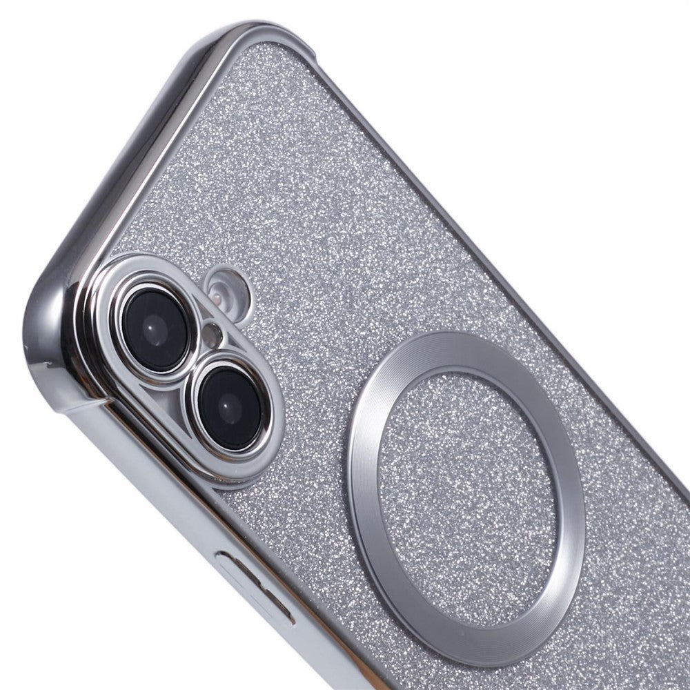 For iPhone 16 Plus Case Electroplating Glitter TPU Clear Phone Cover Compatible with MagSafe