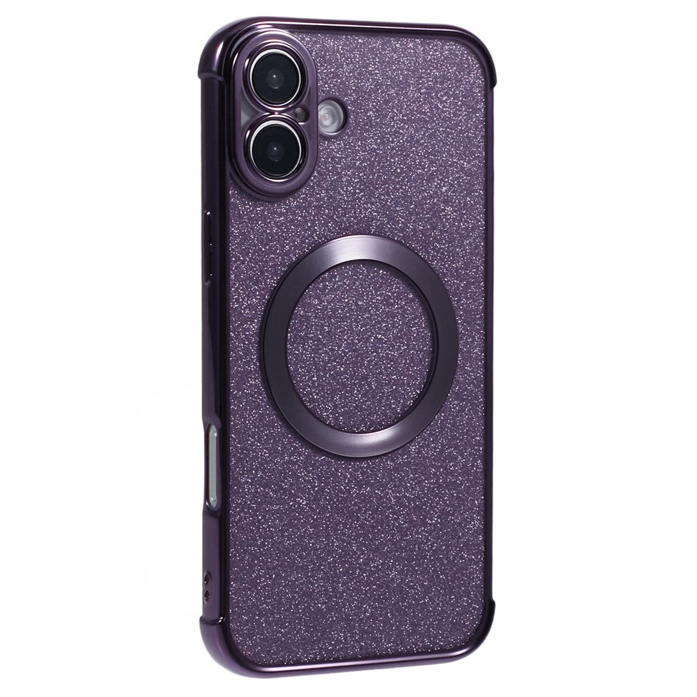 For iPhone 16 Plus Case Electroplating Glitter TPU Clear Phone Cover Compatible with MagSafe