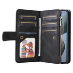For Xiaomi 14T Leather Case with Strap Zipper 9 Card Slot Phone Cover Stand