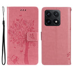 For Xiaomi 14T Phone Case with Stand Cat Tree Pattern Leather Wallet Mobile Cover