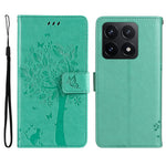 For Xiaomi 14T Phone Case with Stand Cat Tree Pattern Leather Wallet Mobile Cover