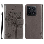 For Xiaomi 14T Phone Case with Stand Cat Tree Pattern Leather Wallet Mobile Cover
