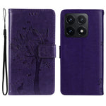 For Xiaomi 14T Phone Case with Stand Cat Tree Pattern Leather Wallet Mobile Cover