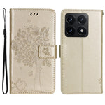 For Xiaomi 14T Phone Case with Stand Cat Tree Pattern Leather Wallet Mobile Cover