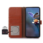 For Xiaomi 14T Pro Case RFID Blocking Litchi Texture Genuine Cow Leather Phone Cover
