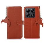 For Xiaomi 14T Case RFID Blocking Litchi Texture Genuine Cow Leather Phone Cover