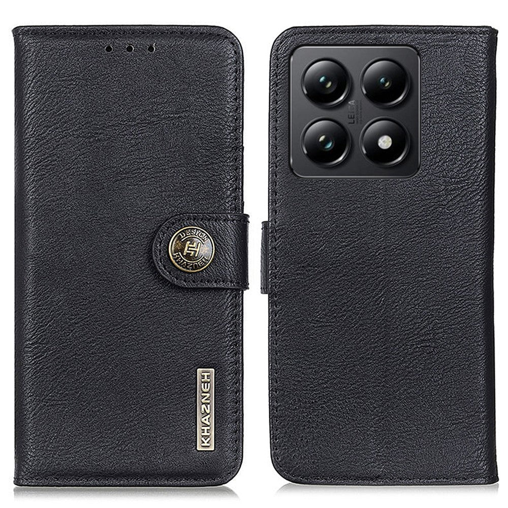 KHAZNEH For Xiaomi 14T Pro Wallet Case Cowhide Texture Leather Flip Phone Cover
