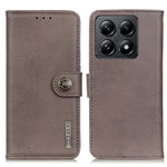 KHAZNEH For Xiaomi 14T Wallet Case Cowhide Texture Leather Flip Phone Cover