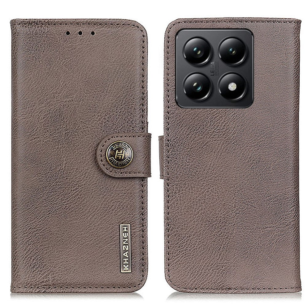 KHAZNEH For Xiaomi 14T Wallet Case Cowhide Texture Leather Flip Phone Cover