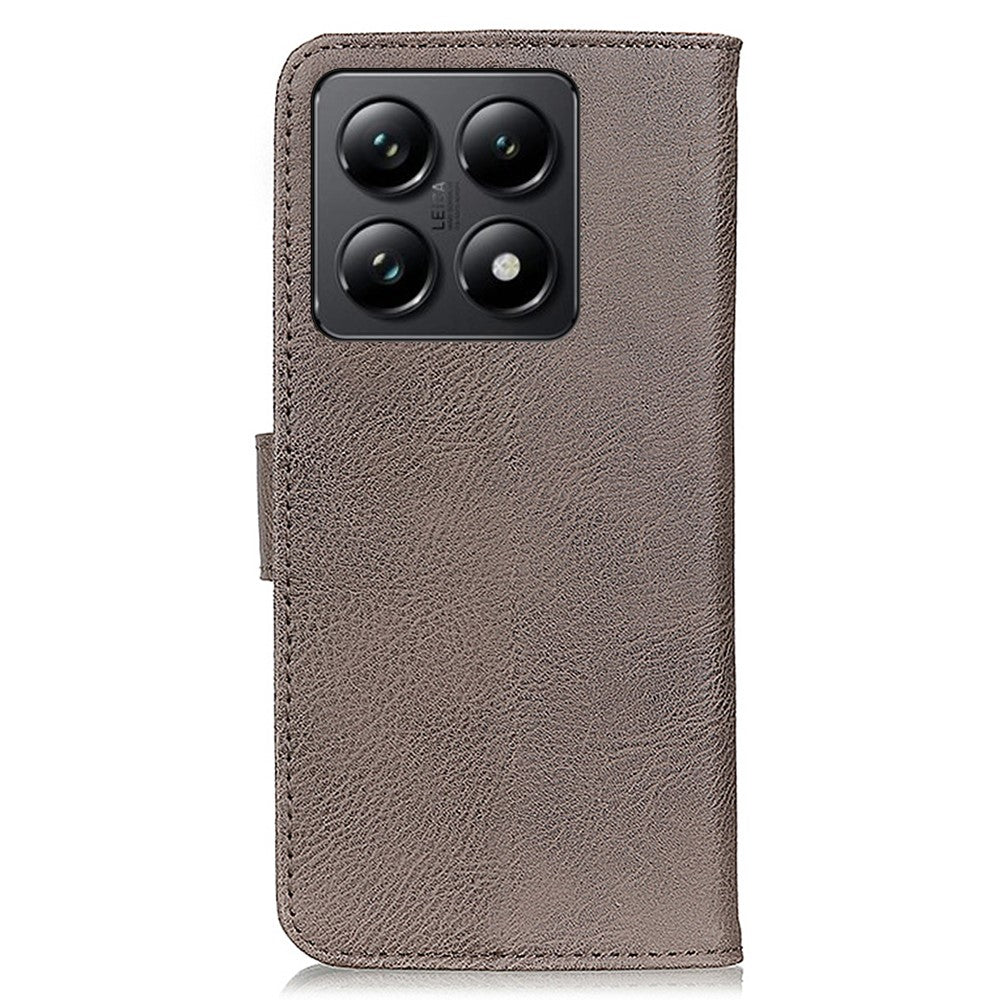 KHAZNEH For Xiaomi 14T Wallet Case Cowhide Texture Leather Flip Phone Cover