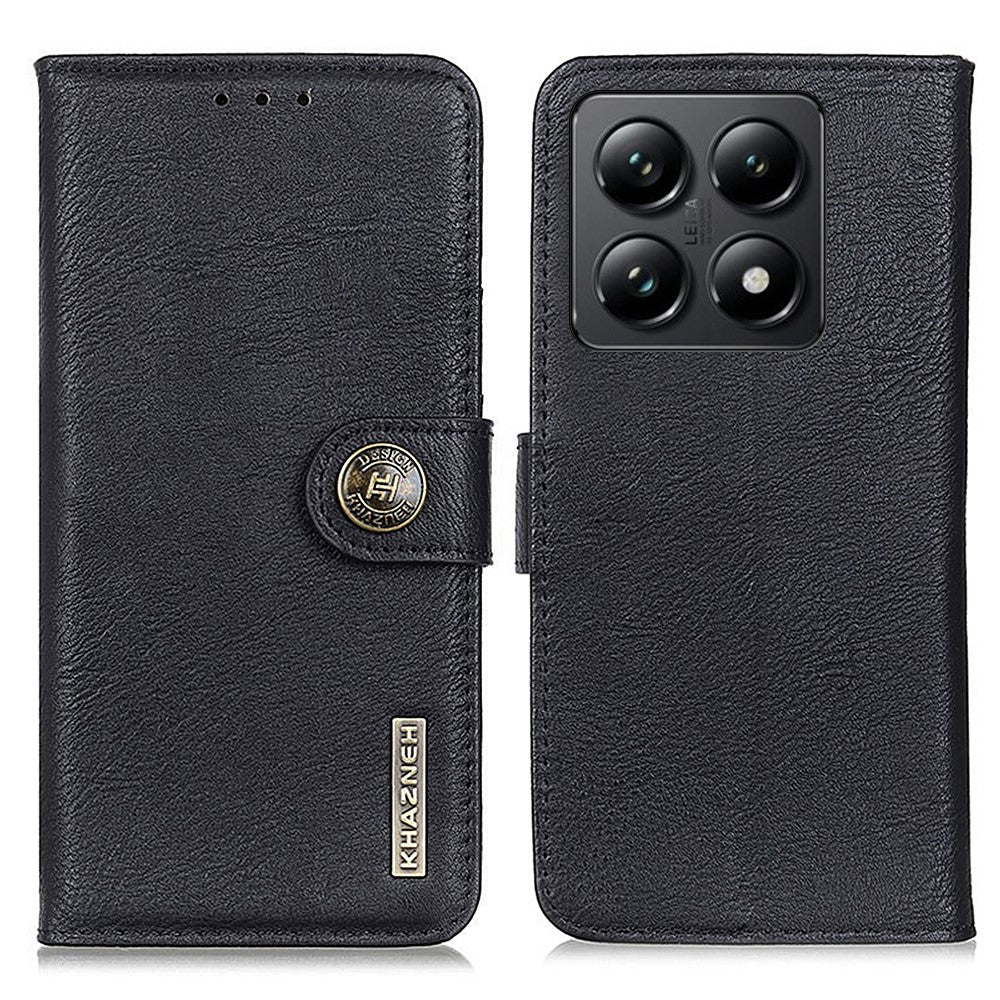 KHAZNEH For Xiaomi 14T Wallet Case Cowhide Texture Leather Flip Phone Cover