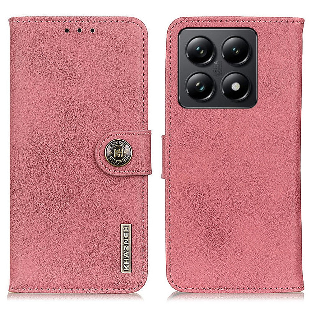 KHAZNEH For Xiaomi 14T Wallet Case Cowhide Texture Leather Flip Phone Cover