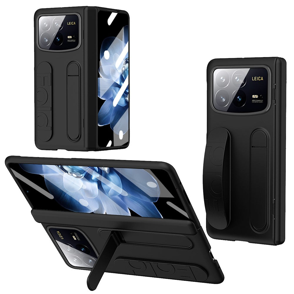 For Xiaomi Mix Fold 4 5G Case Kickstand Wristband PC Phone Cover with Tempered Glass Film