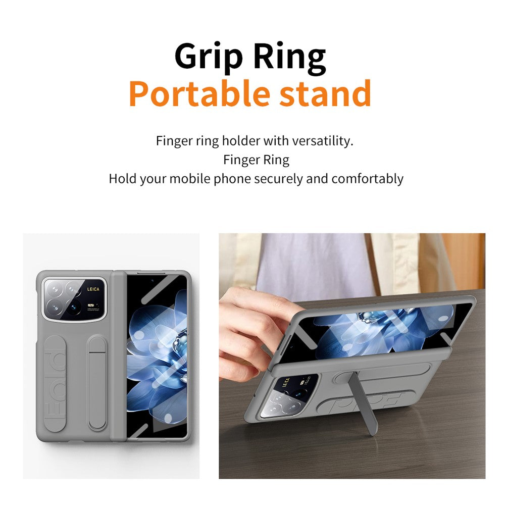 For Xiaomi Mix Fold 4 5G Case Kickstand Wristband PC Phone Cover with Tempered Glass Film