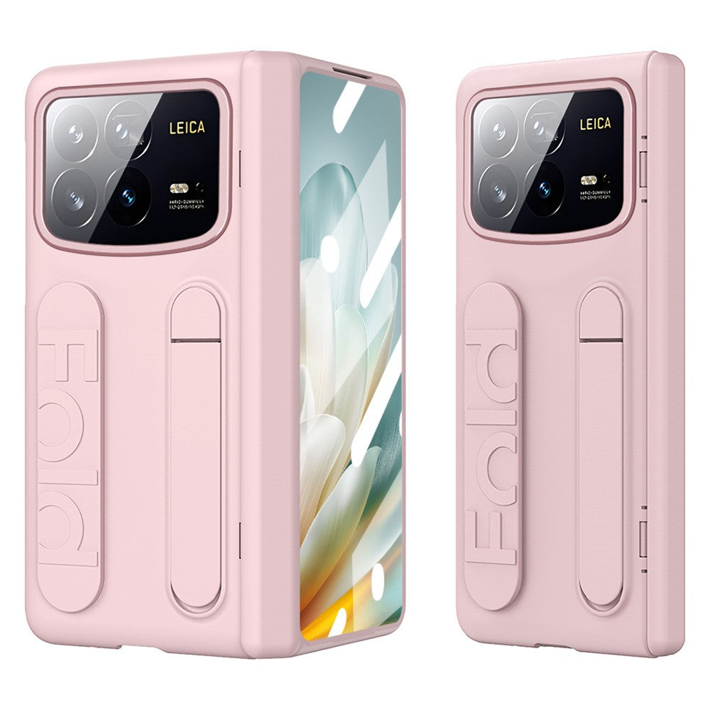 For Xiaomi Mix Fold 4 5G Case Kickstand Wristband PC Phone Cover with Tempered Glass Film
