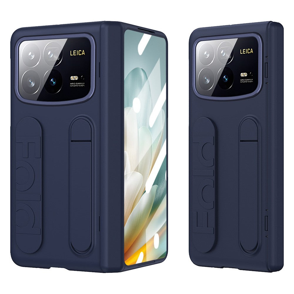 For Xiaomi Mix Fold 4 5G Case Kickstand Wristband PC Phone Cover with Tempered Glass Film