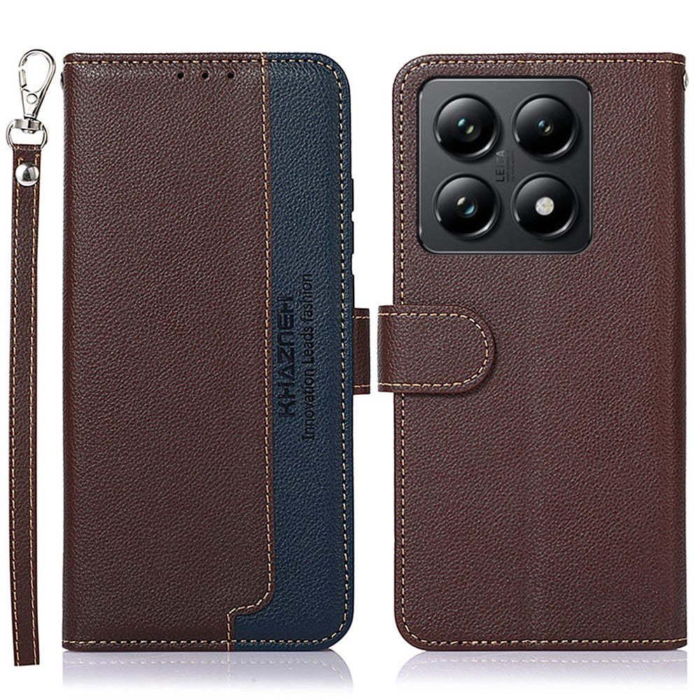 KHAZNEH For Xiaomi 14T Pro Case RFID Blocking Wallet Litchi Texture PU Leather Phone Cover
