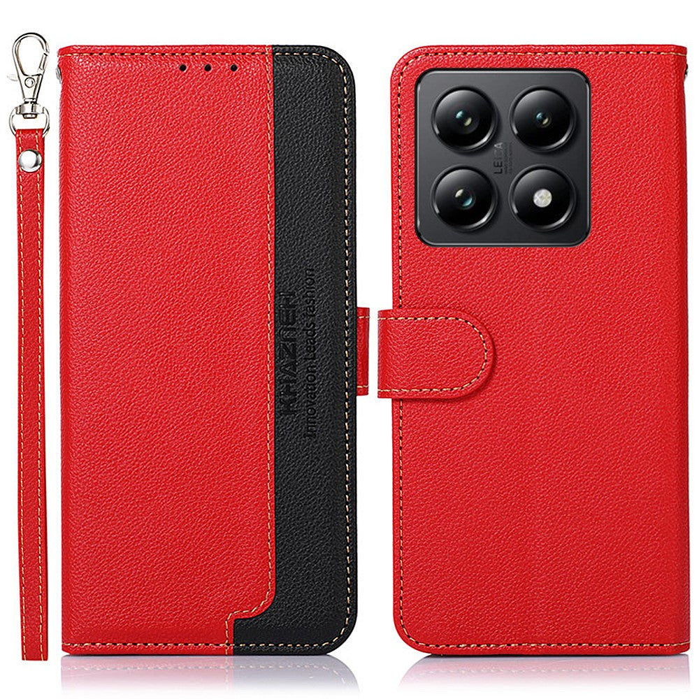 KHAZNEH For Xiaomi 14T Pro Case RFID Blocking Wallet Litchi Texture PU Leather Phone Cover