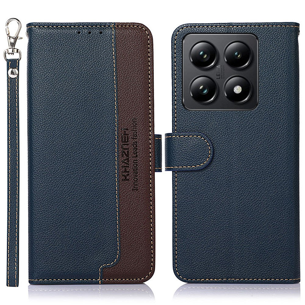 KHAZNEH For Xiaomi 14T Case RFID Blocking Wallet Litchi Texture PU Leather Phone Cover