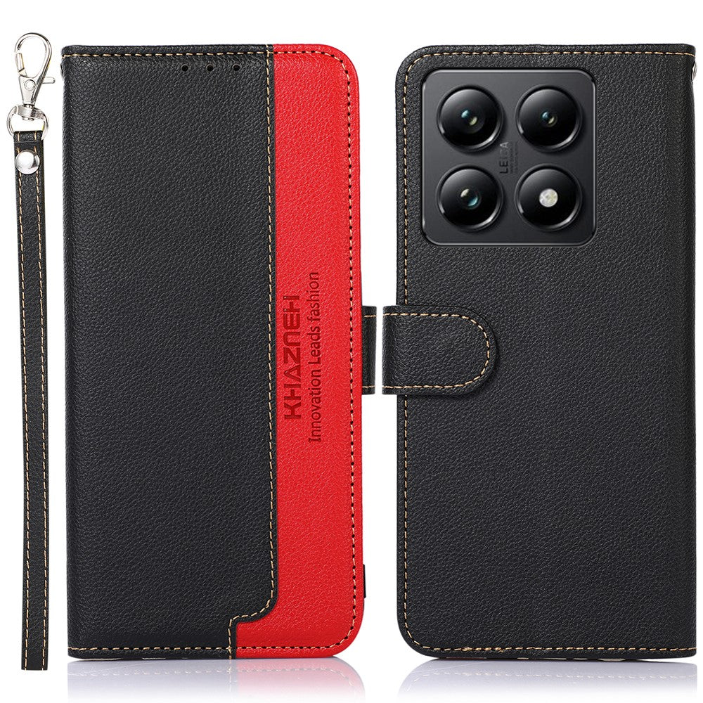 KHAZNEH For Xiaomi 14T Case RFID Blocking Wallet Litchi Texture PU Leather Phone Cover