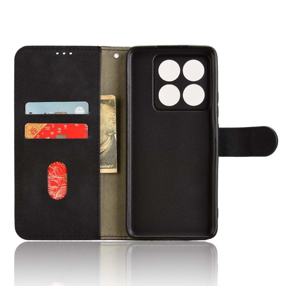 Läderfodral för Xiaomi 14T Pro, anti-fall-plånbok, vikbart mobilfodral