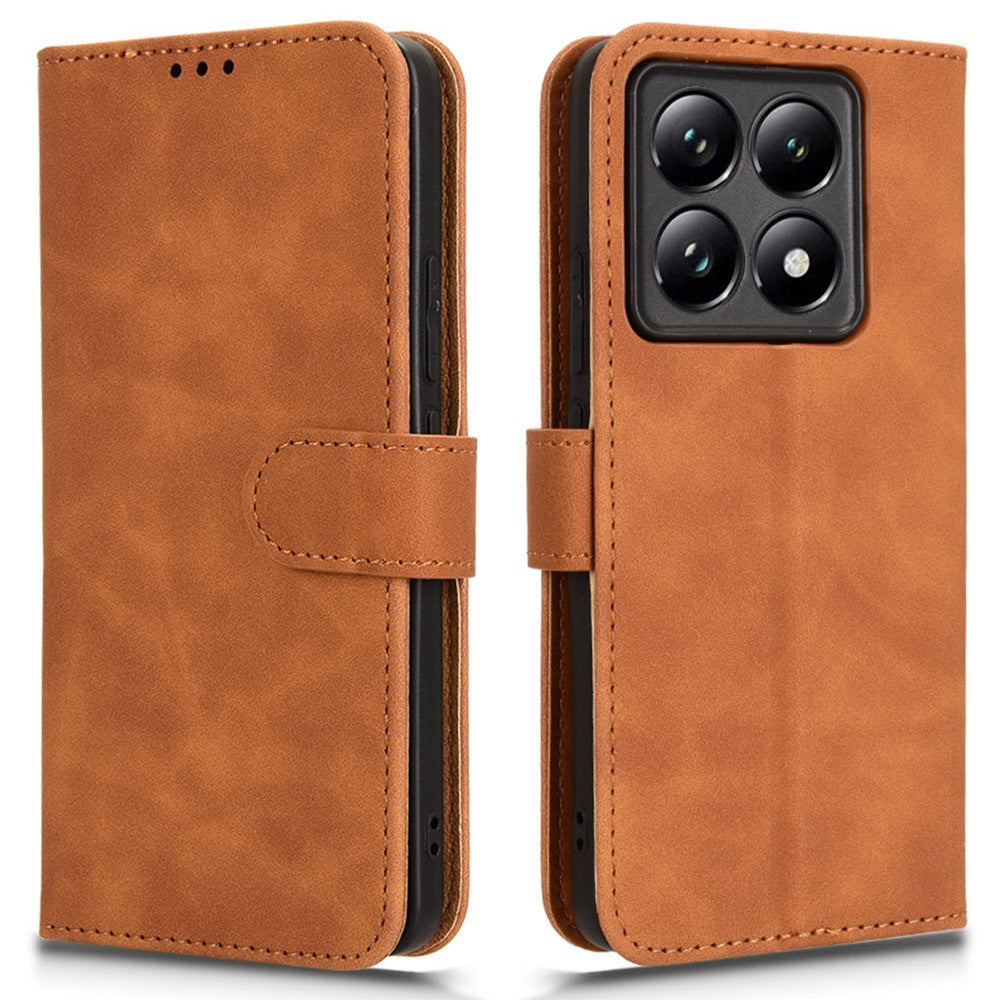 Läderfodral för Xiaomi 14T Pro, anti-fall-plånbok, vikbart mobilfodral