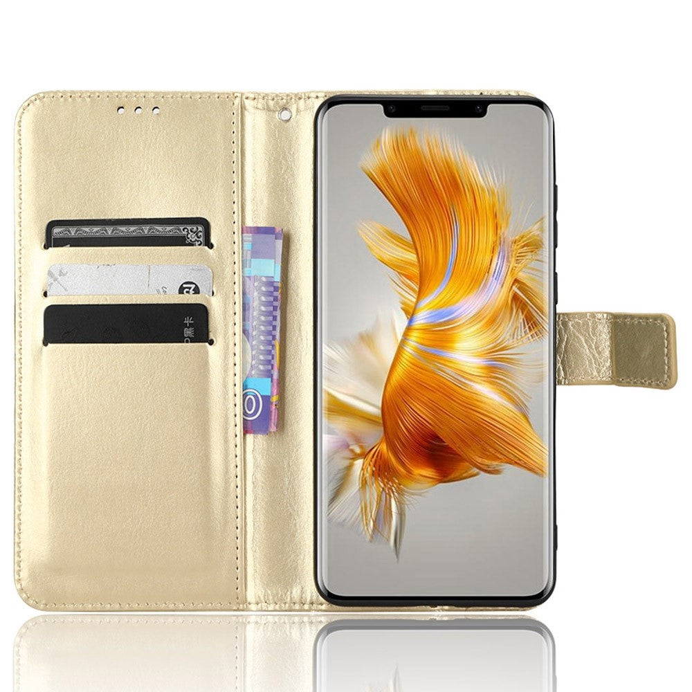 Huawei Mate 50 Pro 4G Crazy Horse Texture Folio Flip PU-läder Anti-fingeravtrycksskal Stativ Plånboksfodral