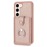For Samsung Galaxy S23+ Case Drawing Type Card Slots Litchi Texture Leather Back Cover with Ring Kickstand