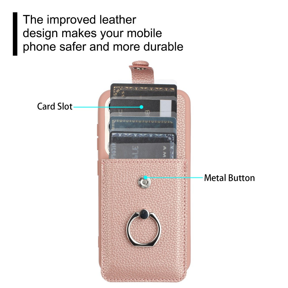 For Samsung Galaxy S23+ Case Drawing Type Card Slots Litchi Texture Leather Back Cover with Ring Kickstand