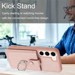 For Samsung Galaxy S23+ Case Drawing Type Card Slots Litchi Texture Leather Back Cover with Ring Kickstand