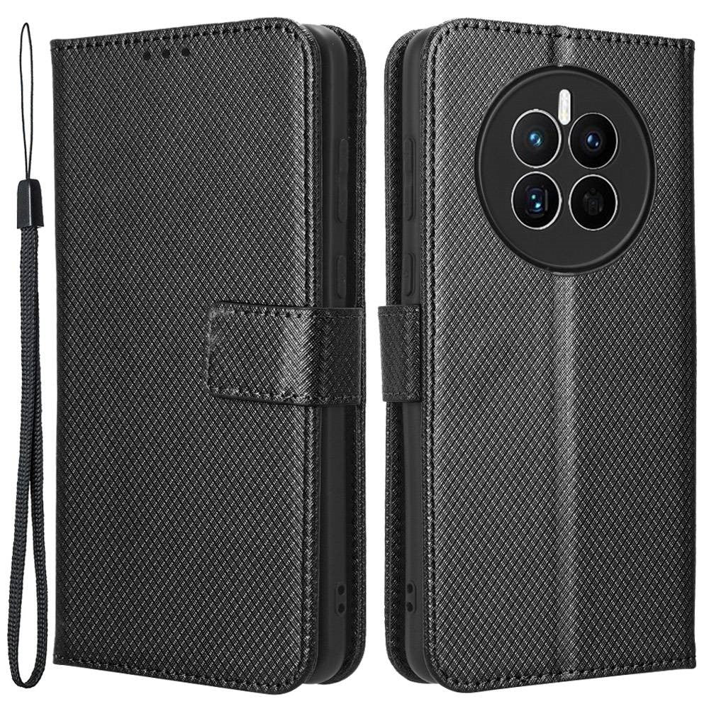 Huawei Mate 50 4G Diamantstruktur mobil Plånboksfodral Anti-fingeravtryck Bokstil PU Läder Stativfodral
