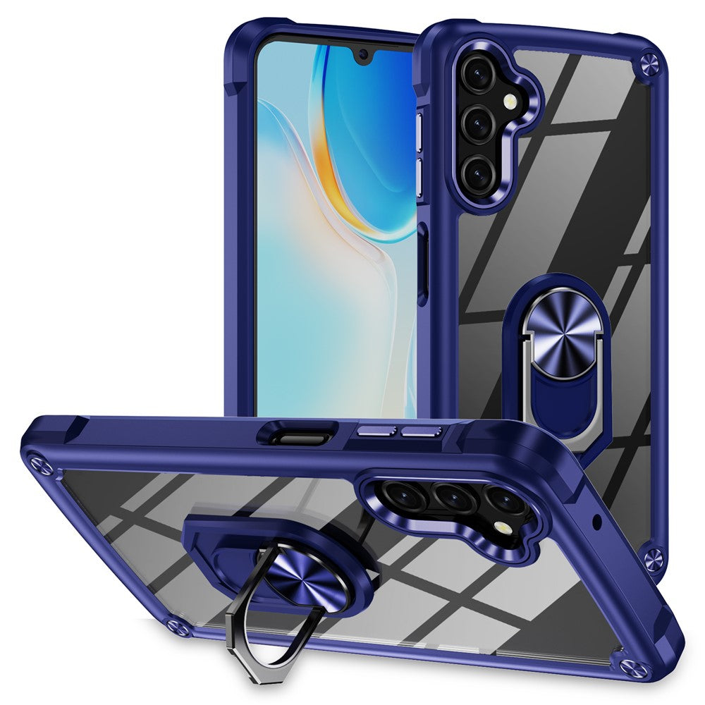 For Samsung Galaxy A16 5G / A16 4G Case Alloy Lens Frame PC + TPU Kickstand Phone Back Cover